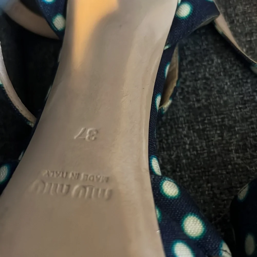 Miu Miu platform, 6 inch polka dot open toe heels from Nordstrom. Size 37 - Picture 11 of 11